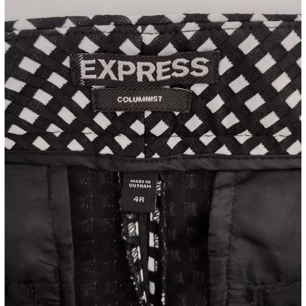 Express Columnist Black & White Plaid Dress Pants Women's Size 4 (4R) Pre-owned